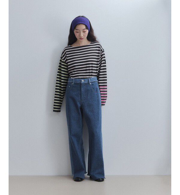 ADAM ET ROPE'「【WEB限定】イレギュラーヘムワイドストレートパンツ」|チノ|