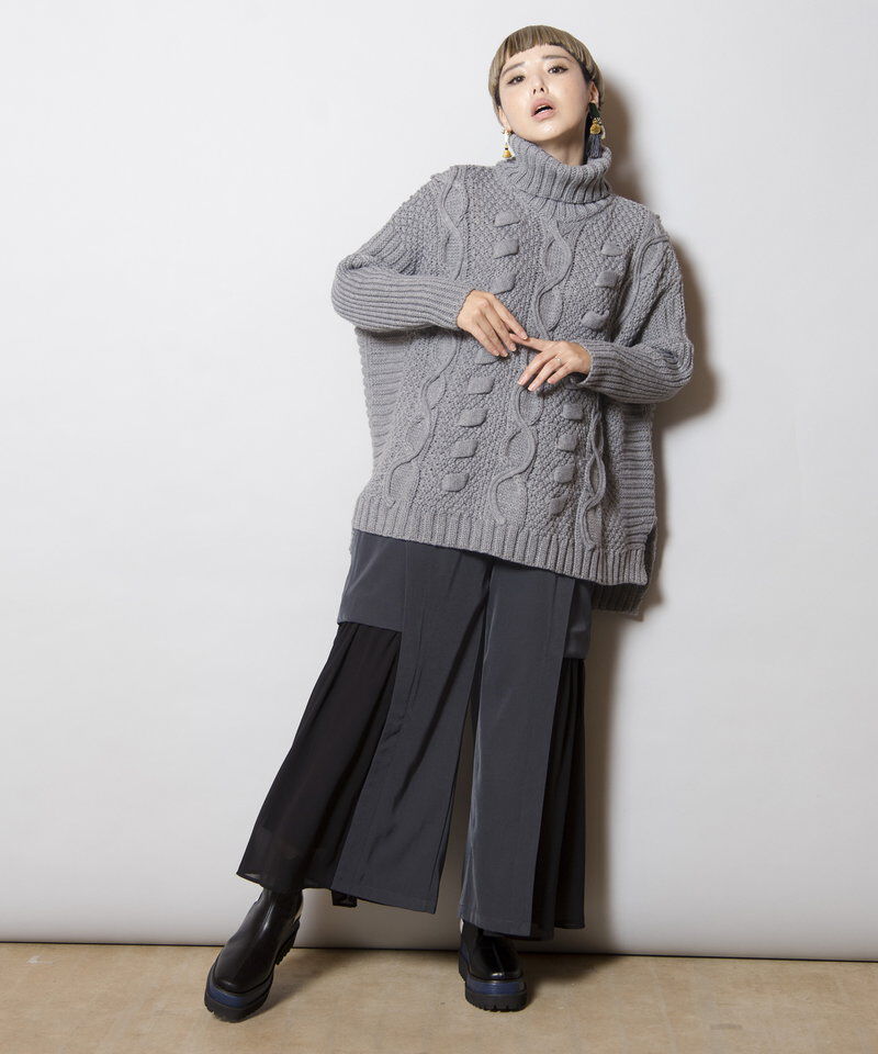  「模様編タートルニットプルオーバー」|ニット・セーター|