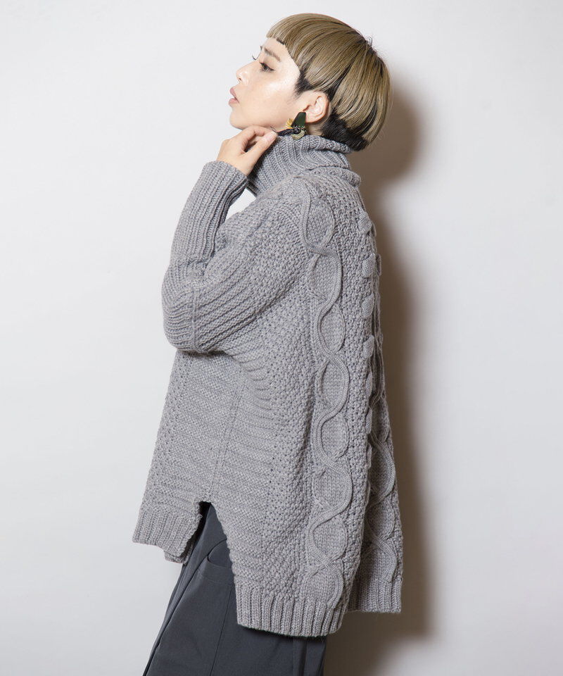  「模様編タートルニットプルオーバー」|ニット・セーター|