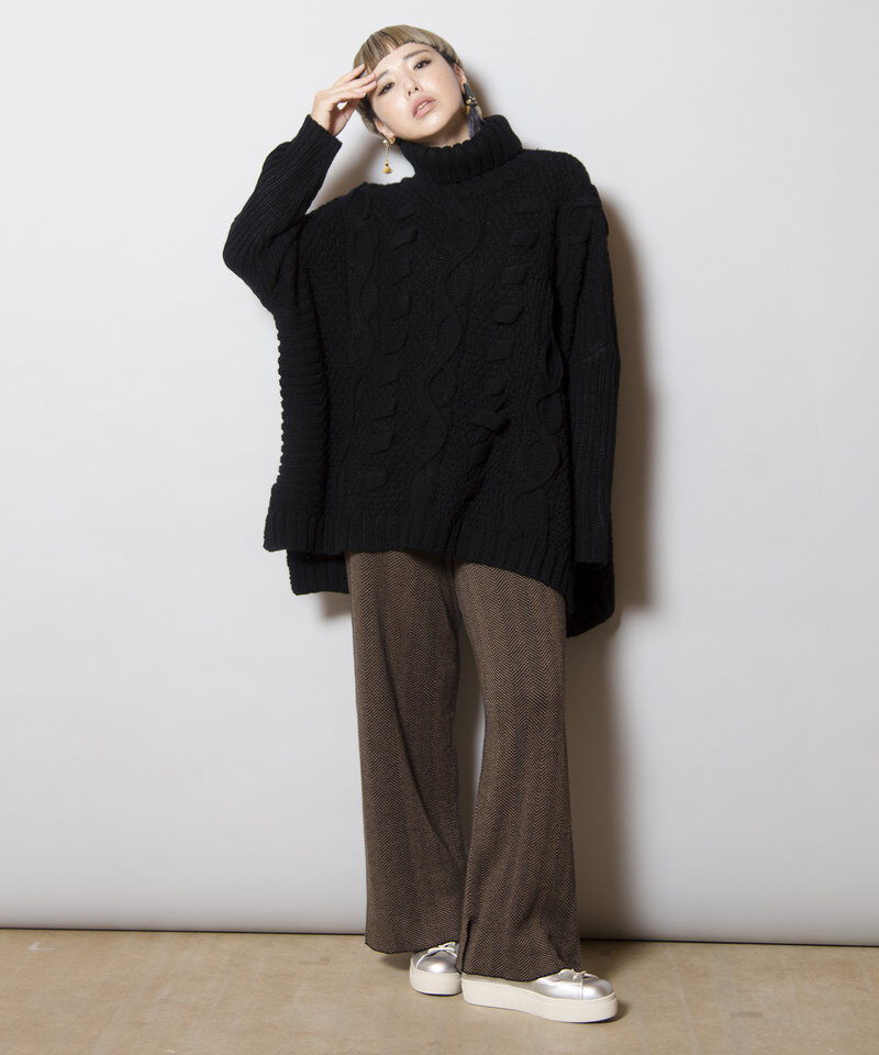  「模様編タートルニットプルオーバー」|ニット・セーター|