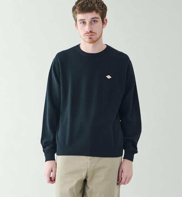DANTON「DANTON | ラムウール クルーネックニットプルオーバー MEN」|ニット・セーター|BLACK