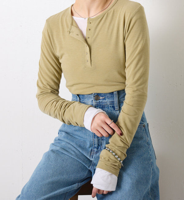  「ヘンリーネックロンT」|Tシャツ・カットソー|カーキ