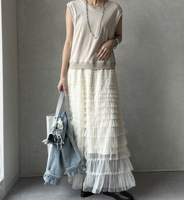  「【WEB限定】ドッキングレイヤードワンピース」|ワンピース|ベージュ