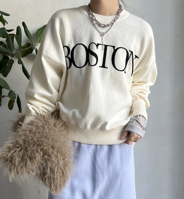  「【WEB限定】スウェットライクロゴプルオーバー」|ニット・セーター|アイボリー