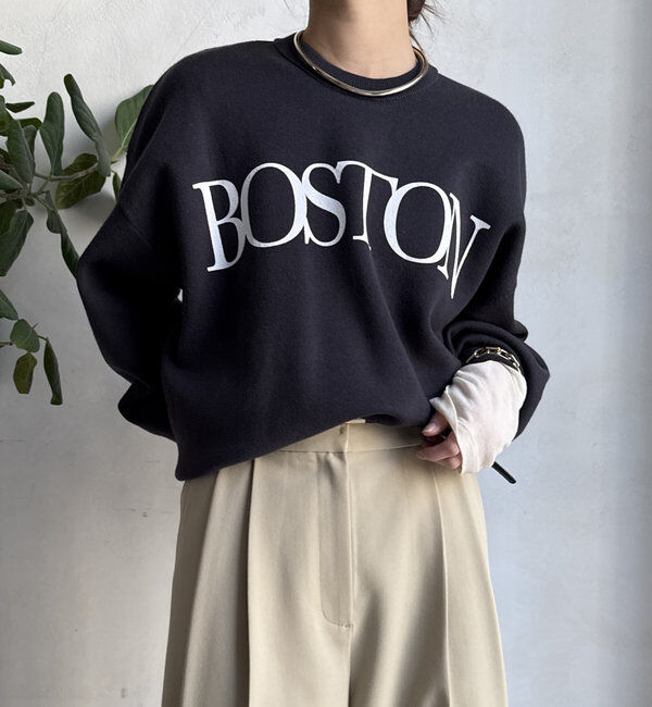  「【WEB限定】スウェットライクロゴプルオーバー」|ニット・セーター|チャコールグレー