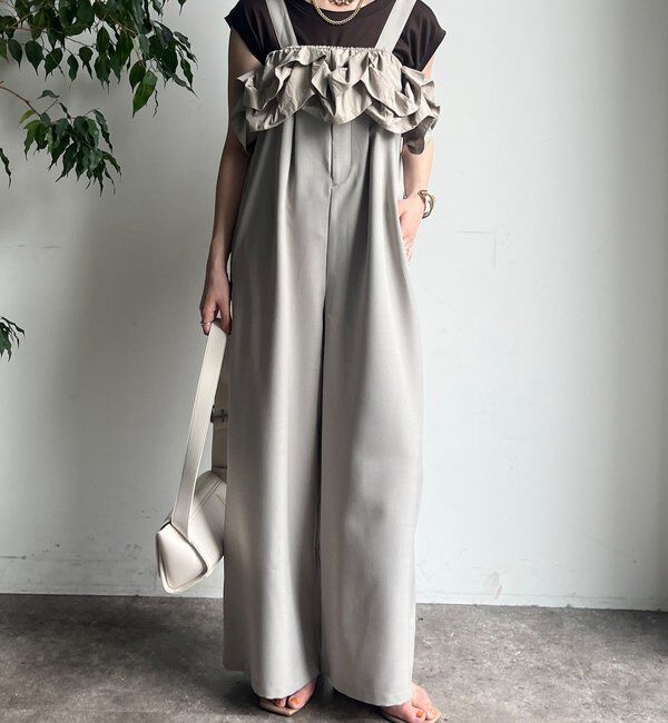  「【WEB限定】フリル付キャミサロペット」|ワンピース|