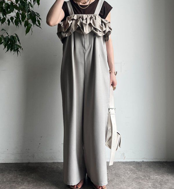  「【WEB限定】フリル付キャミサロペット」|ワンピース|