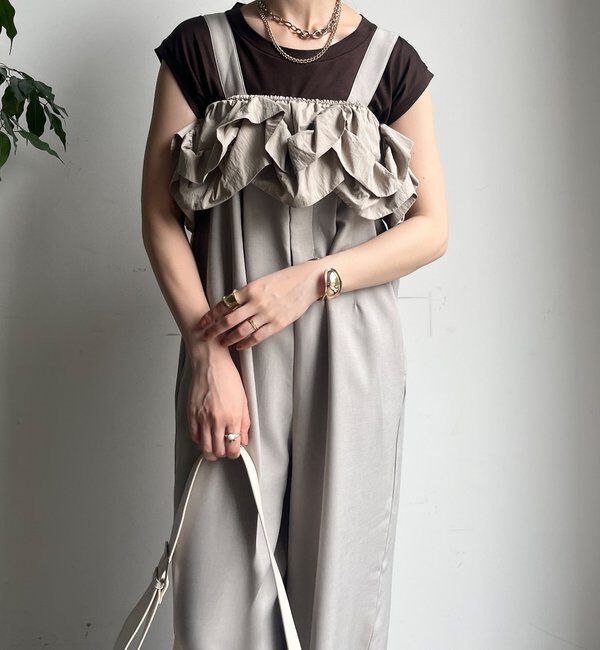  「【WEB限定】フリル付キャミサロペット」|ワンピース|