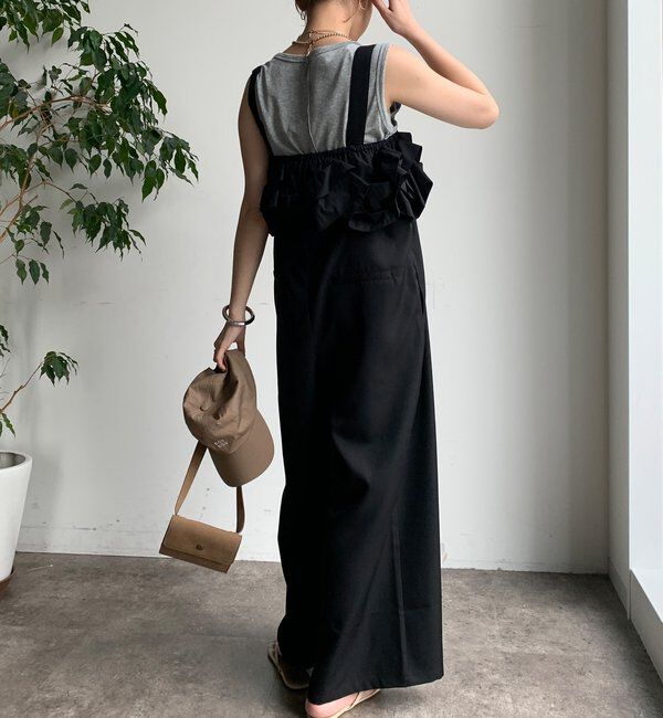  「【WEB限定】フリル付キャミサロペット」|ワンピース|