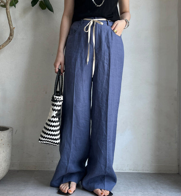  「リネン紐ドロストパンツ」|チノ|