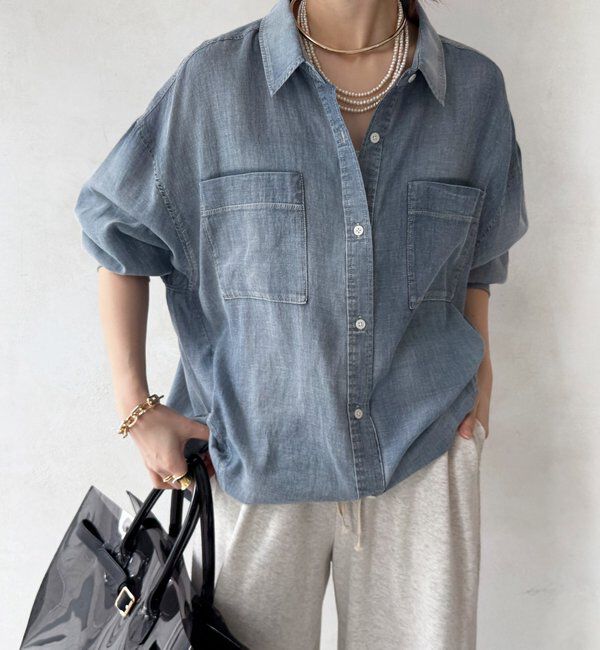  「袖リブシアーデニムシャツ」|シャツ・ブラウス|