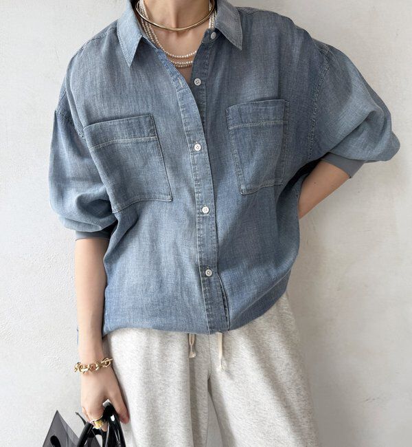  「袖リブシアーデニムシャツ」|シャツ・ブラウス|