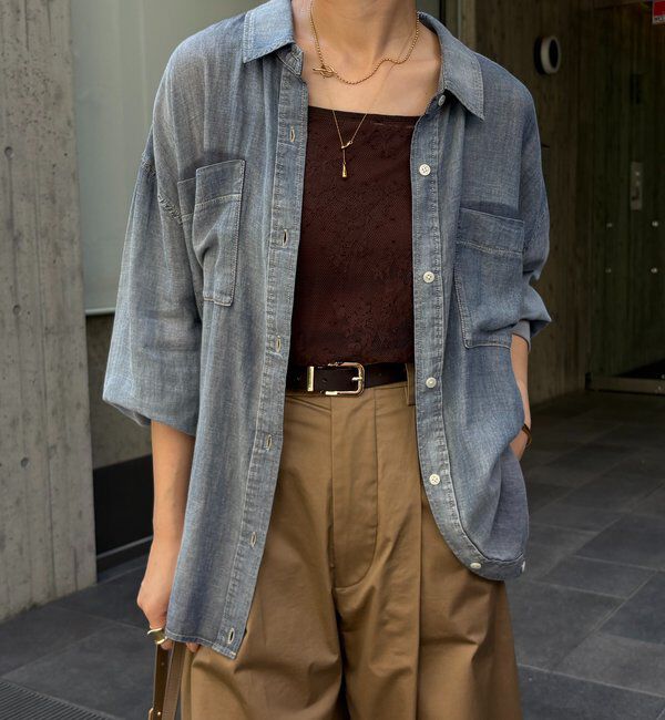  「袖リブシアーデニムシャツ」|シャツ・ブラウス|