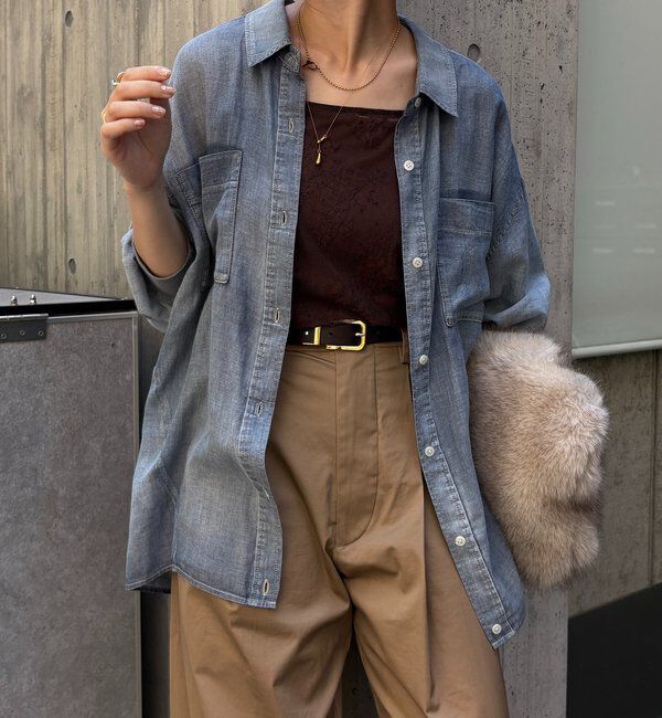  「袖リブシアーデニムシャツ」|シャツ・ブラウス|