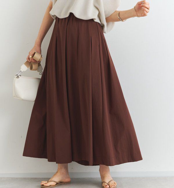  「《夏に快適・セットアップ対応◎》撥水加工・接触冷感タックギャザーフレアスカート」|スカート|