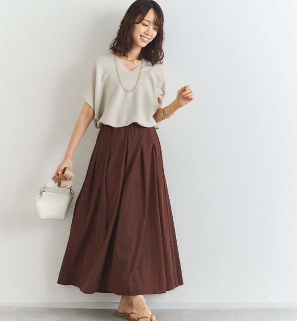  「《夏に快適・セットアップ対応◎》撥水加工・接触冷感タックギャザーフレアスカート」|スカート|