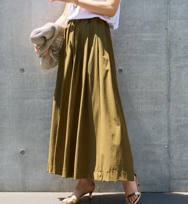  「《夏に快適・セットアップ対応◎》撥水加工・接触冷感タックギャザーフレアスカート」|スカート|