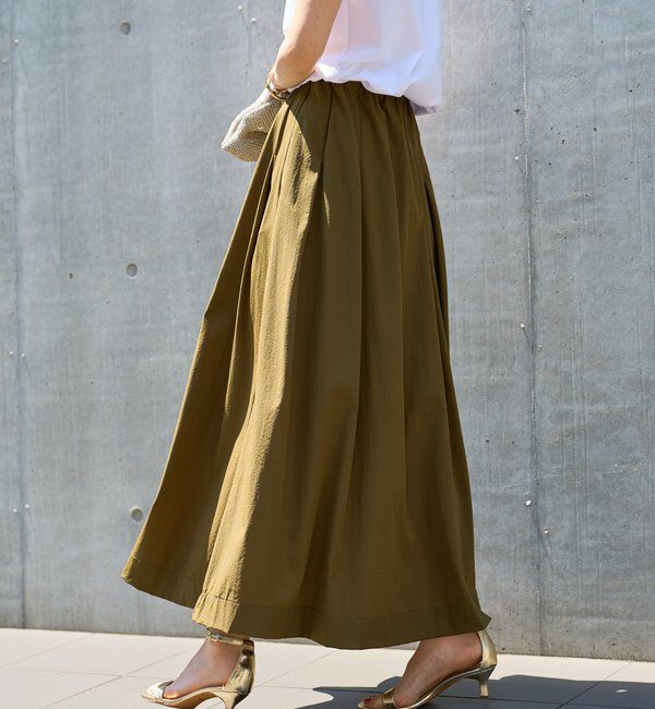  「《夏に快適・セットアップ対応◎》撥水加工・接触冷感タックギャザーフレアスカート」|スカート|