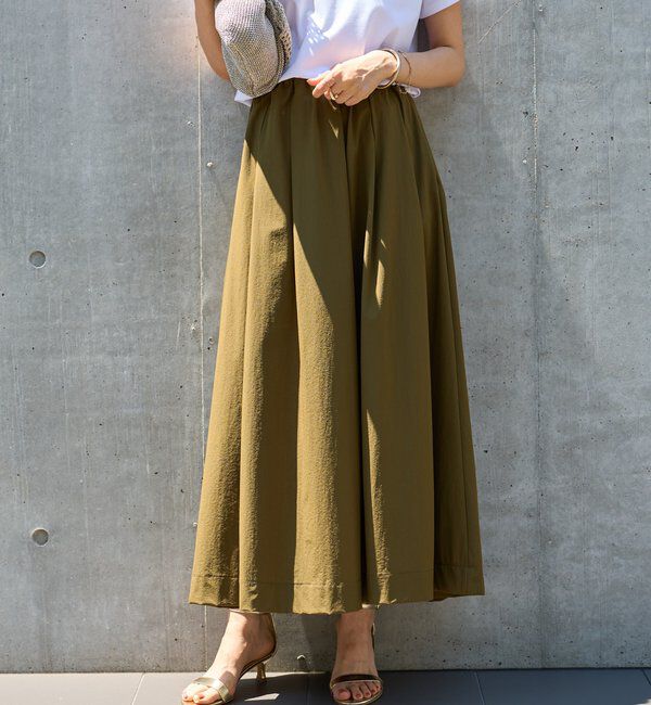  「《夏に快適・セットアップ対応◎》撥水加工・接触冷感タックギャザーフレアスカート」|スカート|