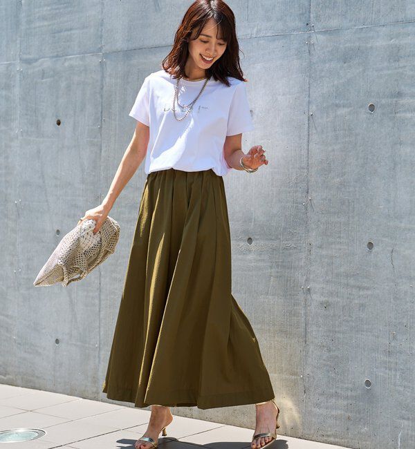  「《夏に快適・セットアップ対応◎》撥水加工・接触冷感タックギャザーフレアスカート」|スカート|