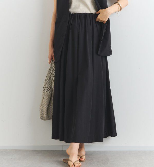  「《夏に快適・セットアップ対応◎》撥水加工・接触冷感タックギャザーフレアスカート」|スカート|