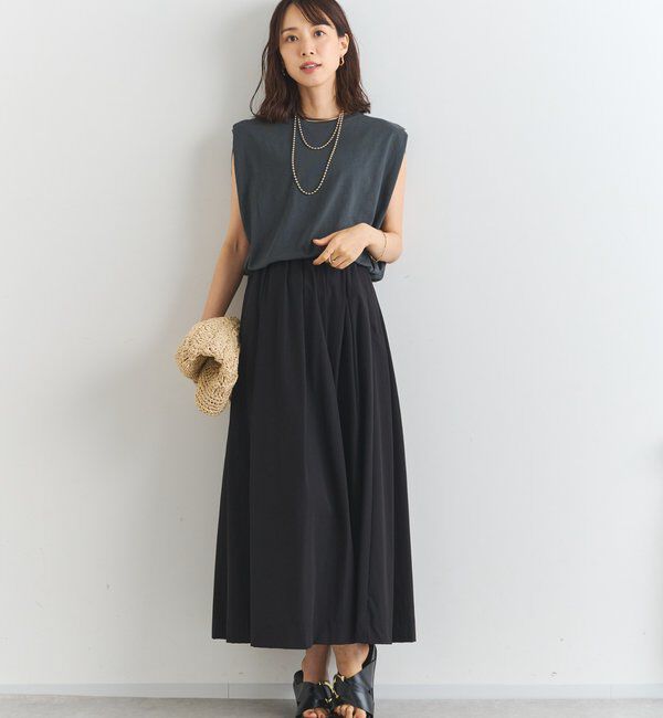  「《夏に快適・セットアップ対応◎》撥水加工・接触冷感タックギャザーフレアスカート」|スカート|