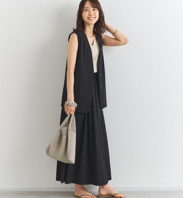  「《夏に快適・セットアップ対応◎》撥水加工・接触冷感タックギャザーフレアスカート」|スカート|