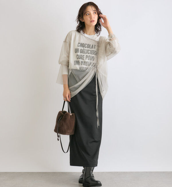  「【ストレッチ◎】ドットIラインタイトスカート」|スカート|