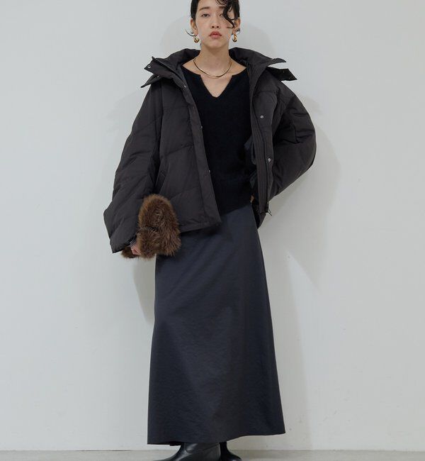  「【デコルテ美人ニット】ファーウールキーネックニット」|ニット・セーター|