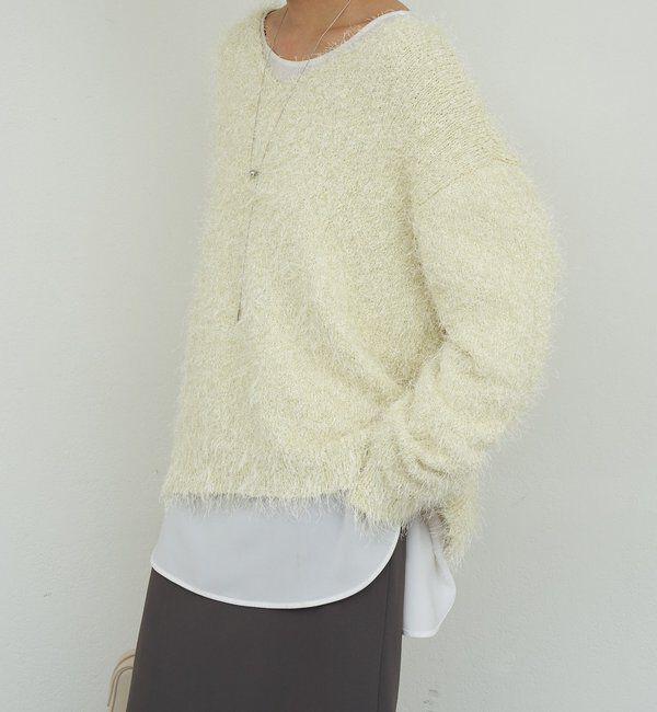  「【2way】【品良く着映える】フェザーヤーンニットプルオーバー」|ニット・セーター|