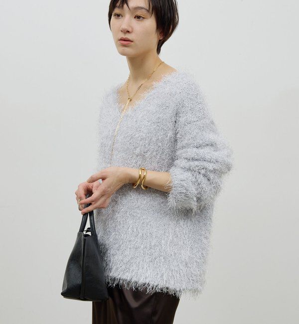  「【2way】【品良く着映える】フェザーヤーンニットプルオーバー」|ニット・セーター|