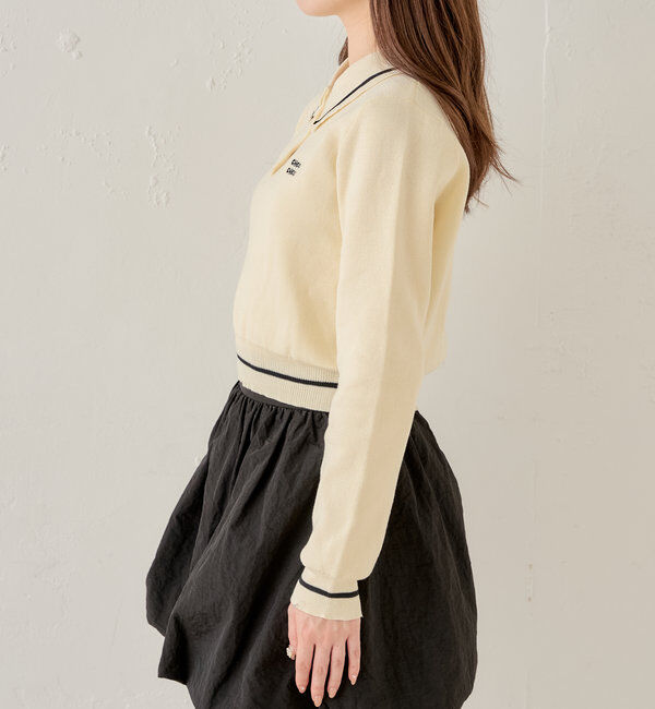  「ロゴ刺繍長袖ポロ」|ニット・セーター|