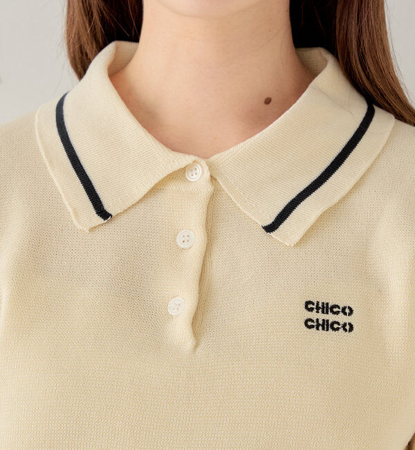  「ロゴ刺繍長袖ポロ」|ニット・セーター|