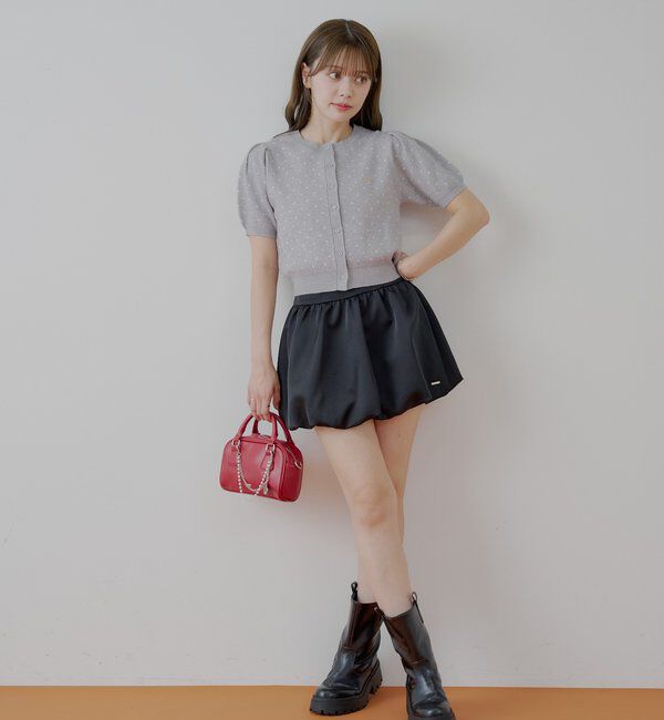  「5分袖ドットクルーコンパクトカーディガン」|カーディガン|