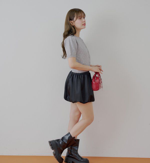  「5分袖ドットクルーコンパクトカーディガン」|カーディガン|