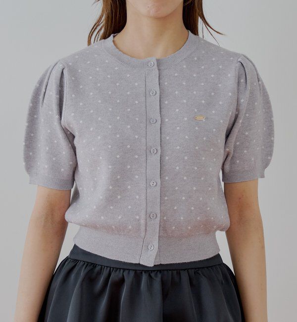  「5分袖ドットクルーコンパクトカーディガン」|カーディガン|
