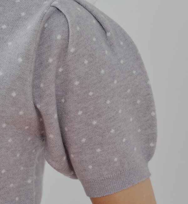  「5分袖ドットクルーコンパクトカーディガン」|カーディガン|