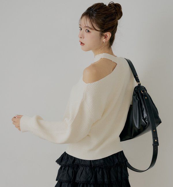  「肩スリットオフショルニット」|ニット・セーター|