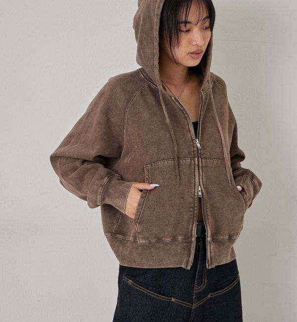  「KOOKYNケミカルジップパーカー」|パーカー|ブラウン