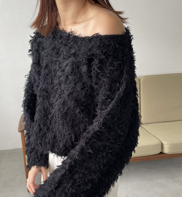  「【人気アイテム再入荷】フリンジボートネックプルオーバー」|ニット・セーター|