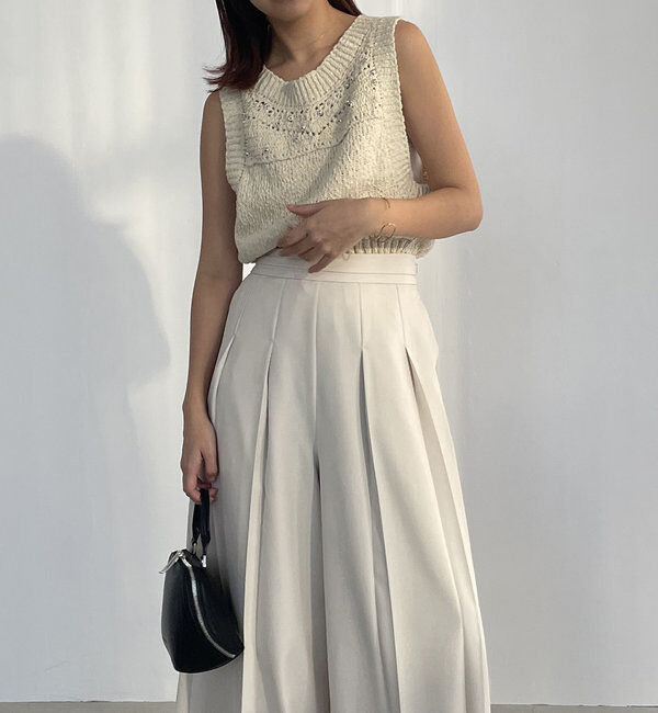  「＜YENN＞ビーズニットベスト」|ニット・セーター|