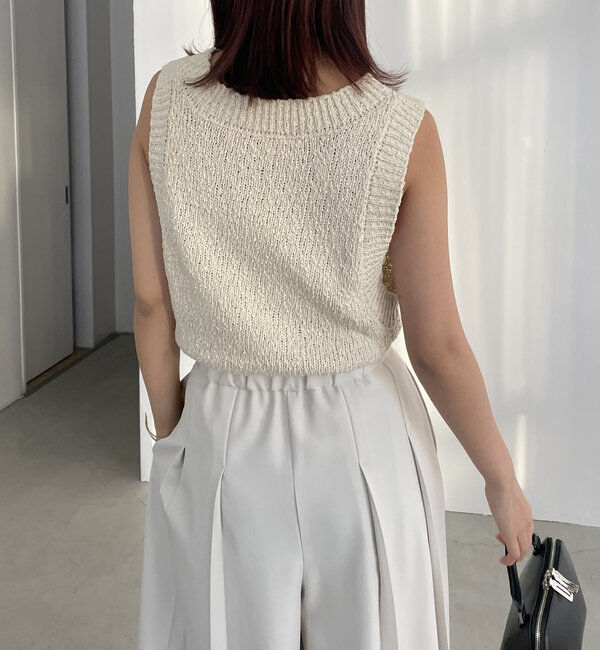  「＜YENN＞ビーズニットベスト」|ニット・セーター|