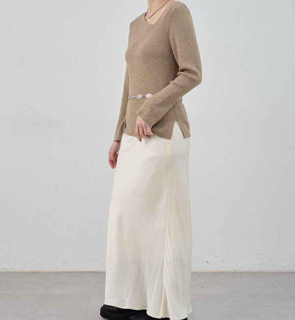  「【4色展開】アシンメトリーリブニット」|ニット・セーター|