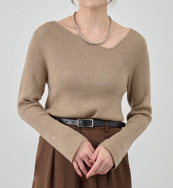  「【4色展開】アシンメトリーリブニット」|ニット・セーター|