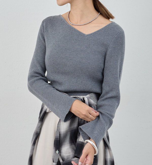  「【4色展開】アシンメトリーリブニット」|ニット・セーター|