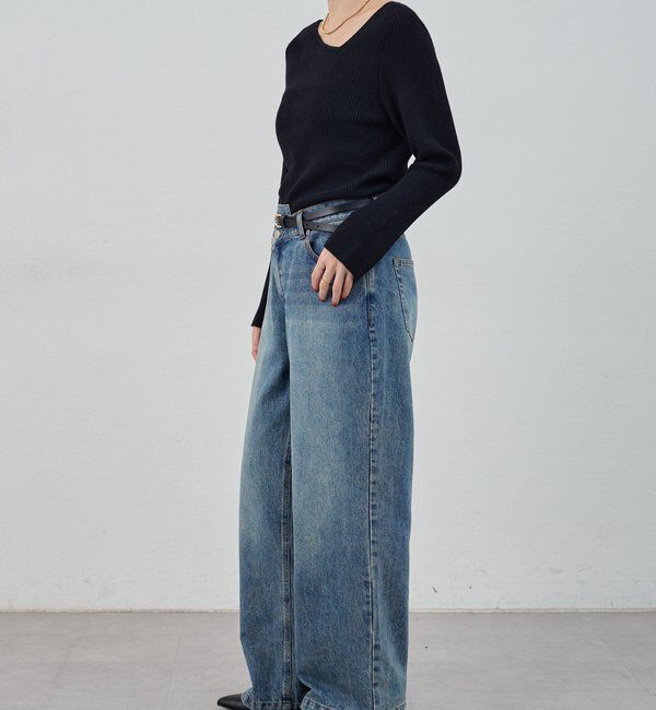  「【4色展開】アシンメトリーリブニット」|ニット・セーター|