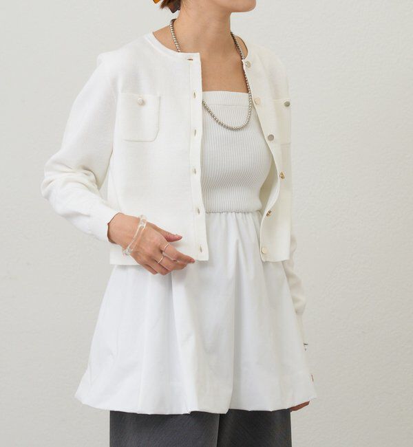  「【26SS予約】コットンニットショートカーディガン」|カーディガン|