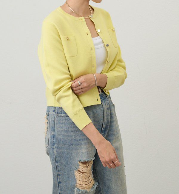 「【26SS予約】コットンニットショートカーディガン」|カーディガン|