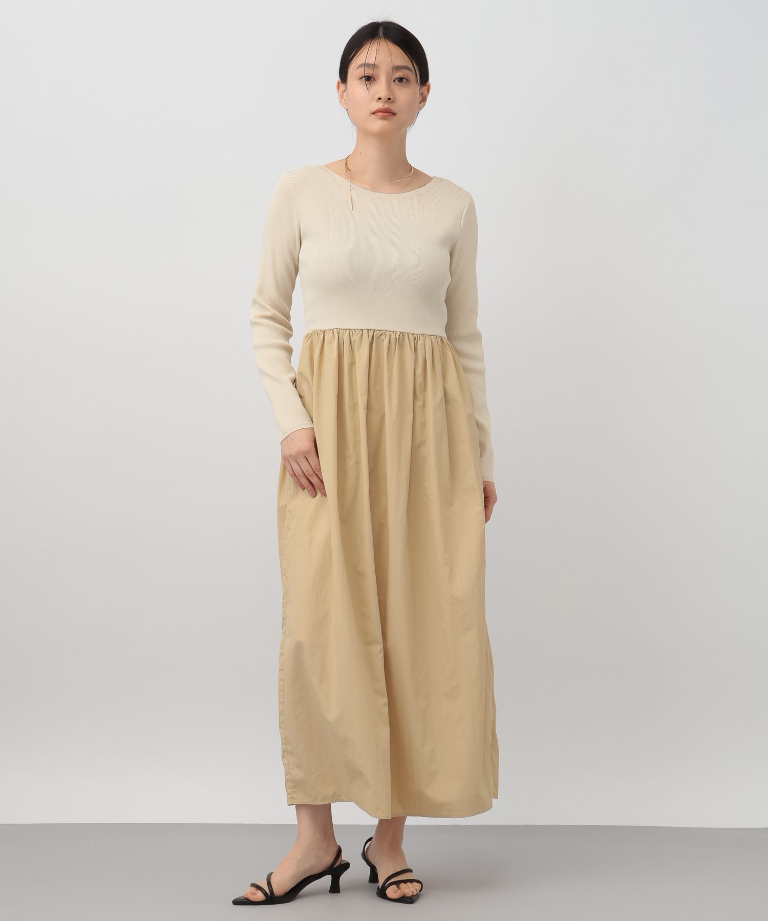 A part by 「ニットドッキングコクーンワンピース」|ワンピース|ベージュ