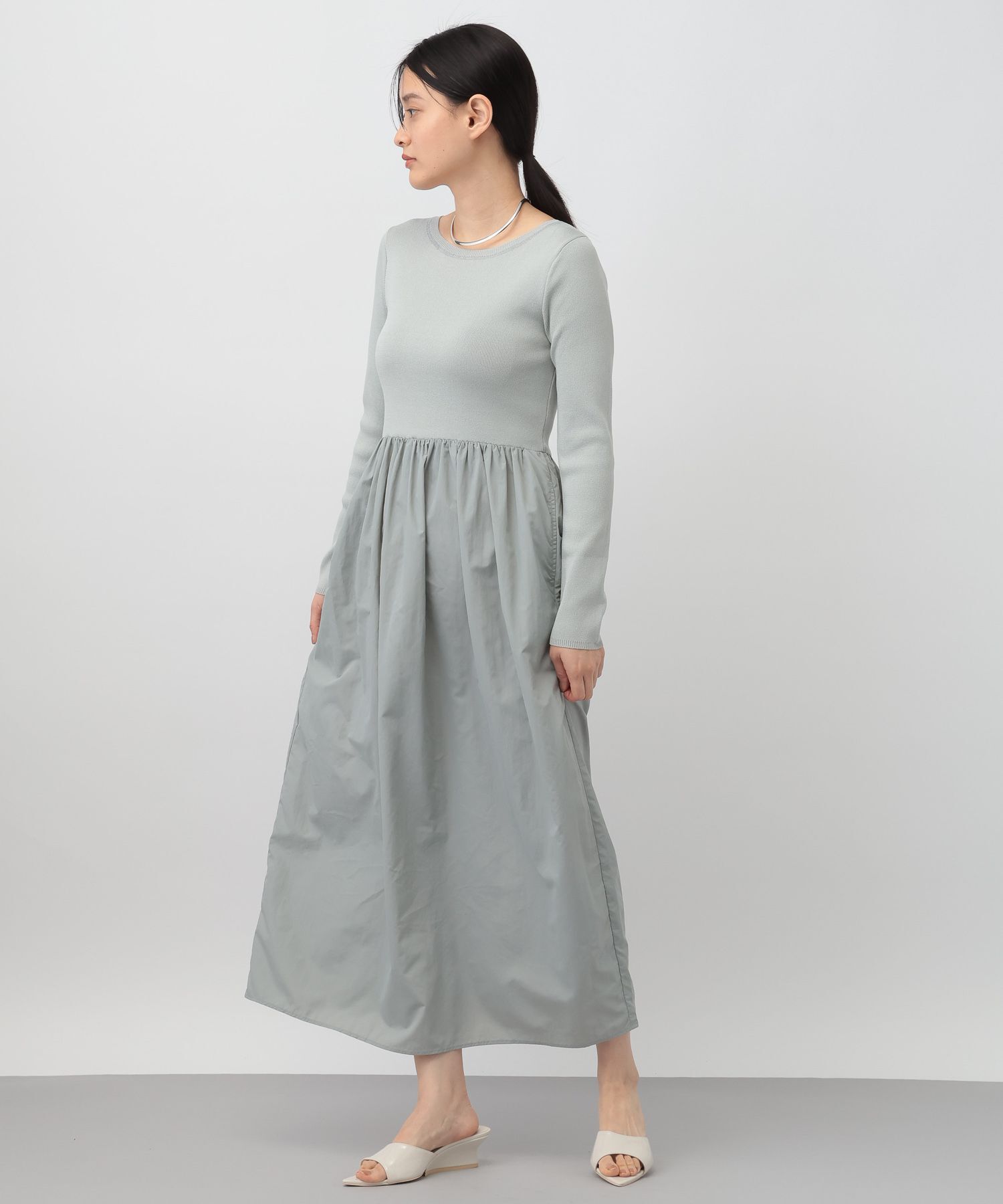 A part by 「ニットドッキングコクーンワンピース」|ワンピース|ブルー